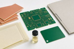 PCB laminate cores prepregs solder mask and production materials arranged for compliance review