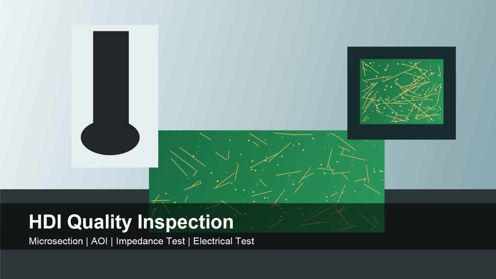 HDI PCB quality inspection using microsection, AOI, impedance and electrical test