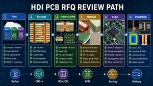 HDI PCB RFQ review path for Gerber ODB BOM CPL stackup microvia DFM PCBA testing and delivery