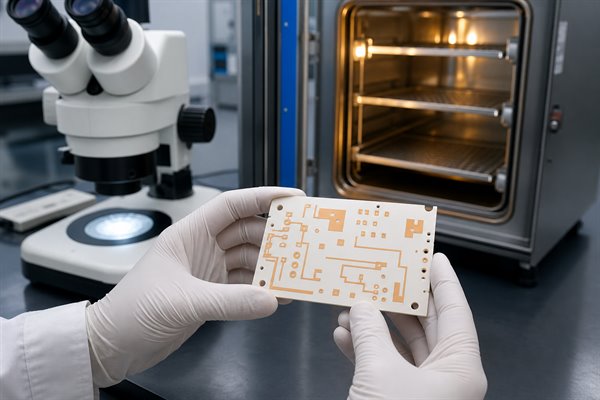 High temperature ceramic PCB inspection after thermal testing