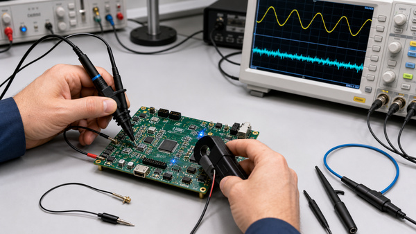 PCB ground bus prototype testing with differential probing