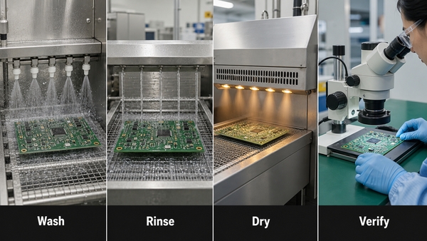 Manufacturing PCB cleaning and cleanliness verification process