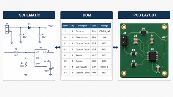 Cross-checking reference designators between schematic BOM and PCB layout