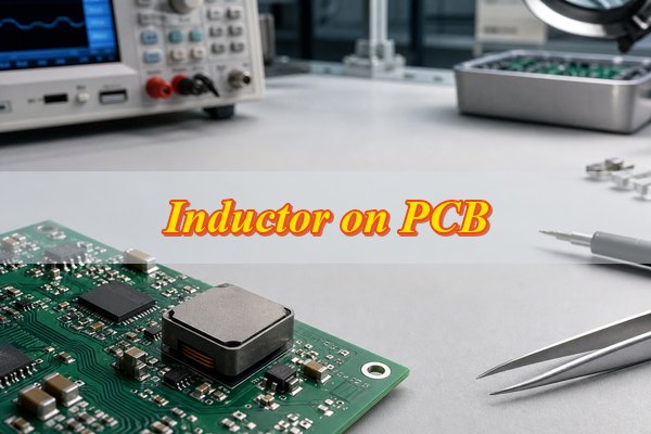 Inductor on PCB mounted beside a switching regulator on an engineering bench