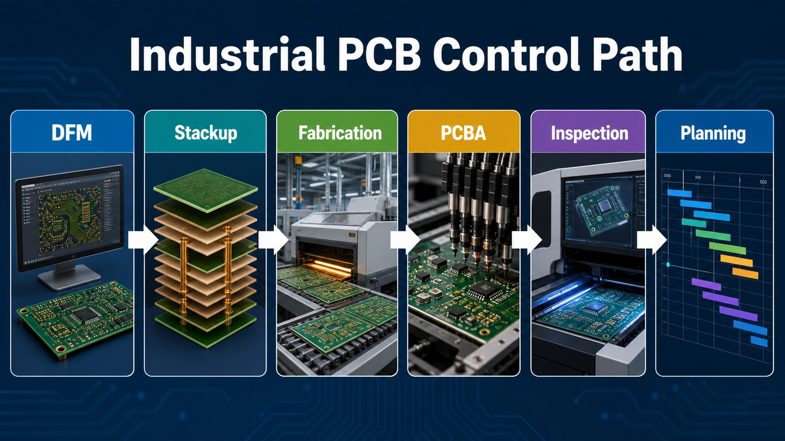 Industrial PCB control path from DFM to planning