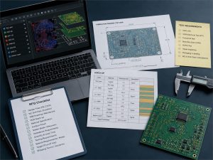 IPC Class 3 PCB RFQ checklist with fabrication drawing, stack-up, Gerber data, test requirements, and PCB sample