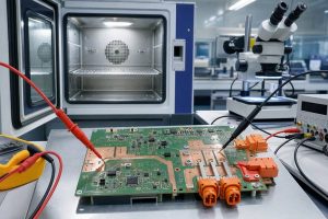 IS550H automotive power PCB undergoing high-voltage and thermal reliability testing