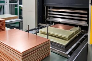 IS550H heavy-copper multilayer PCB panels during controlled lamination