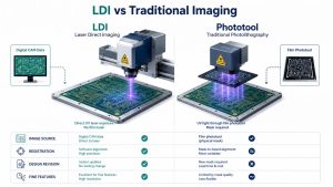 Comparison of laser direct imaging and traditional phototool PCB exposure