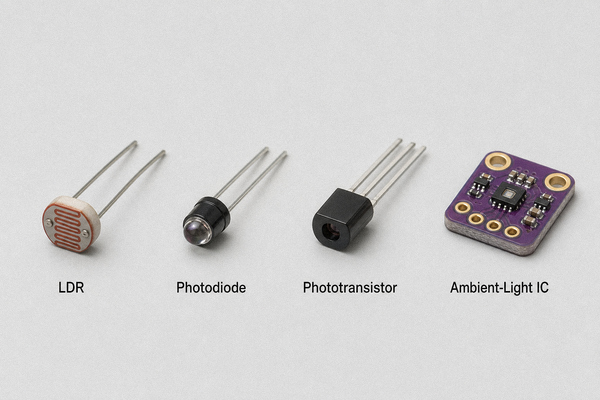 LDR photodiode and phototransistor comparison