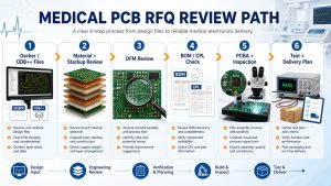 Medical PCB RFQ review path from Gerber files to PCBA inspection and delivery