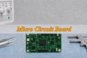 Centered micro circuit board with title aligned to the photograph midline