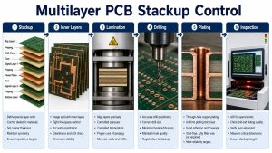 Multilayer PCB stackup control from stackup to inspection