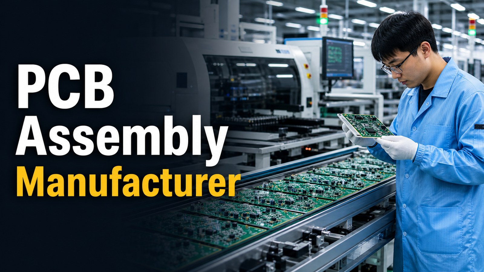 PCB assembly manufacturer inspecting assembled circuit boards