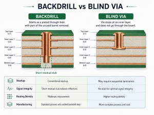 PCB backdrill versus blind via structure and manufacturing comparison