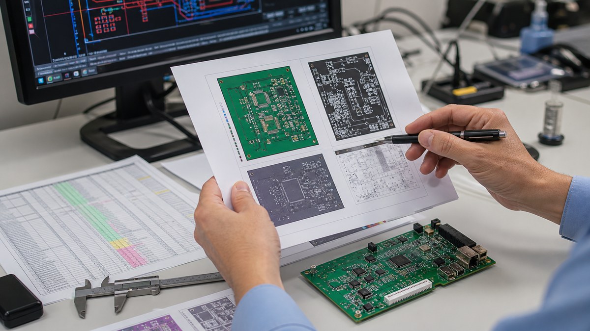Engineer reviewing PCB files before confirming custom PCB lead time