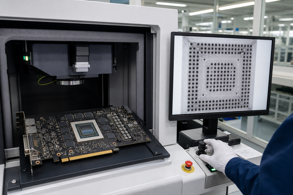PCB GPU BGA assembly X-ray inspection and electrical testing