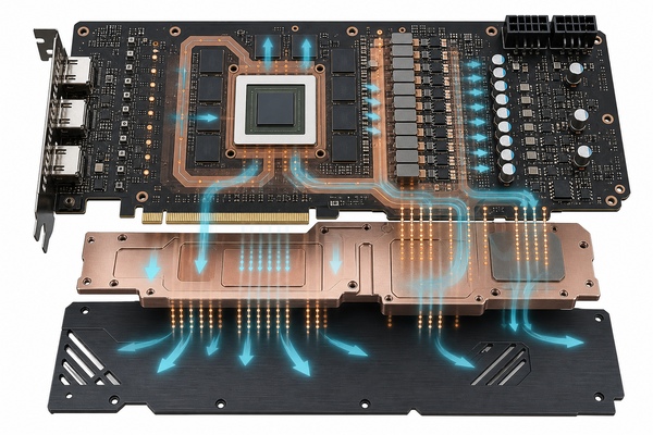 PCB GPU VRM power distribution and thermal path design