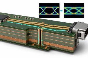 PCB differential pair and via discontinuity affecting an eye diagram