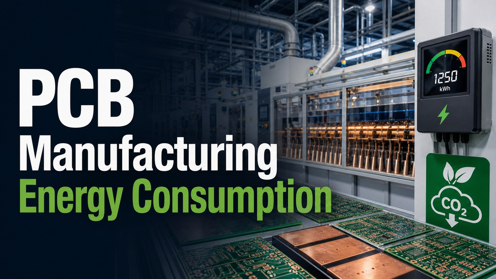 PCB manufacturing energy consumption in a fabrication process