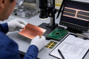PCB material quality inspection for laminate condition, copper surface and traceability