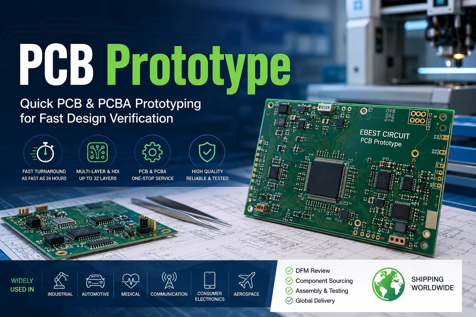 PCB Prototype service for quick PCB and PCBA prototyping