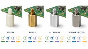 Comparison of nylon, brass, aluminum, and stainless steel PCB standoff materials