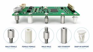 Male-female, female-female, male-male, hex, and snap-in PCB standoff types
