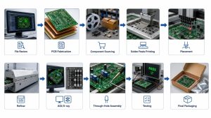 PCBA manufacturing process flow from file review to final packaging