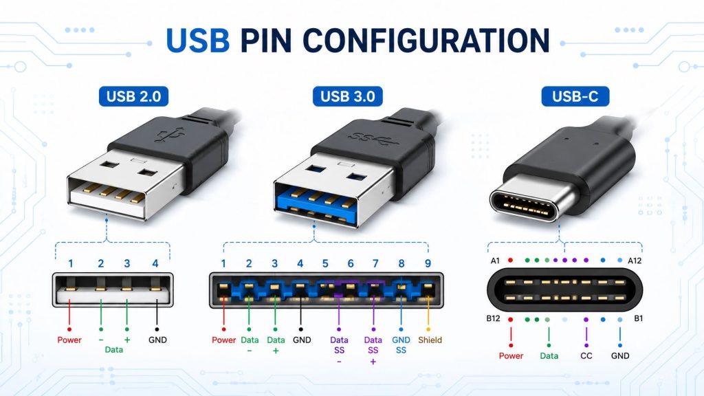 pin configuration of usb port