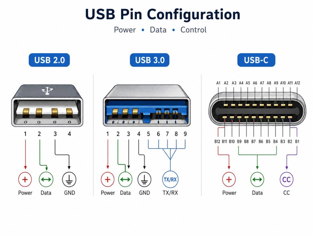 pin configuration of usb port