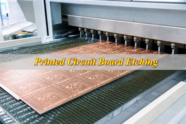 Printed circuit board etching of a copper production panel in industrial spray equipment