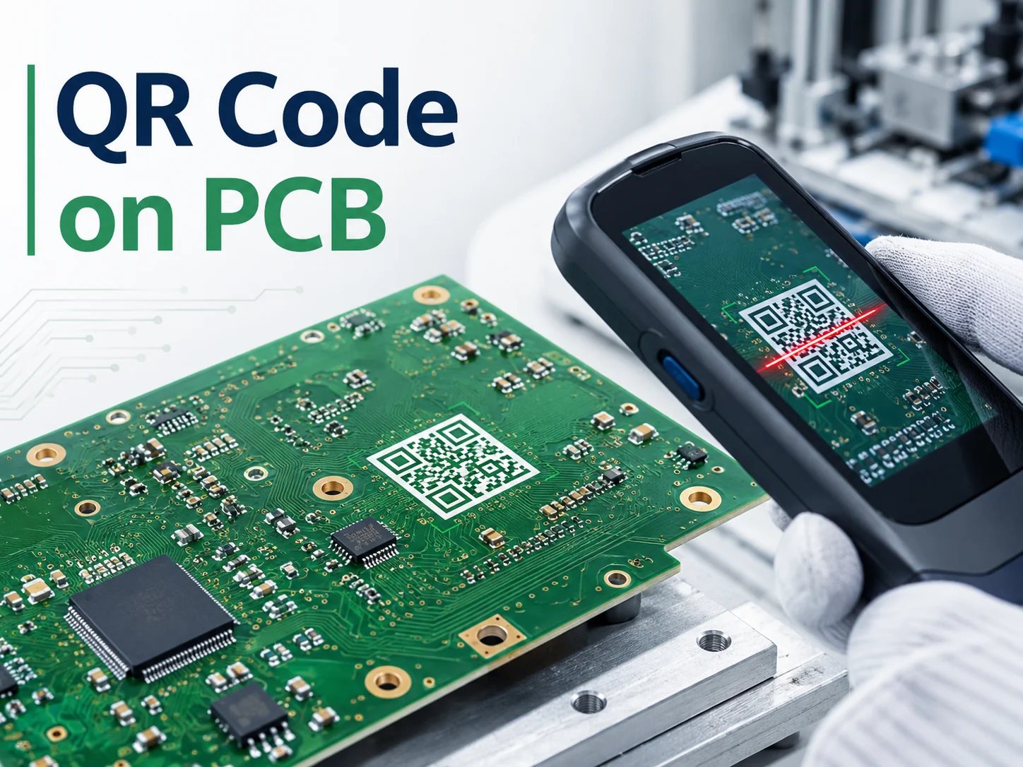 QR code on PCB being scanned during circuit board inspection
