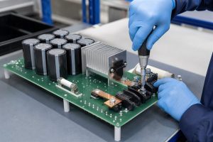 high-power prototype board assembly with torque-controlled fastening of a high-current terminal