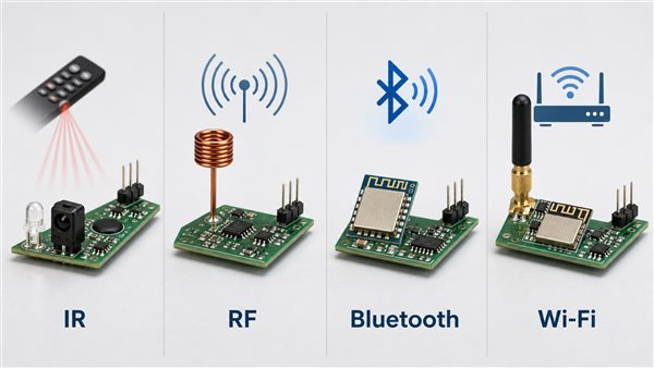 IR, Sub-GHz RF, Bluetooth, and Wi-Fi remote control board comparison