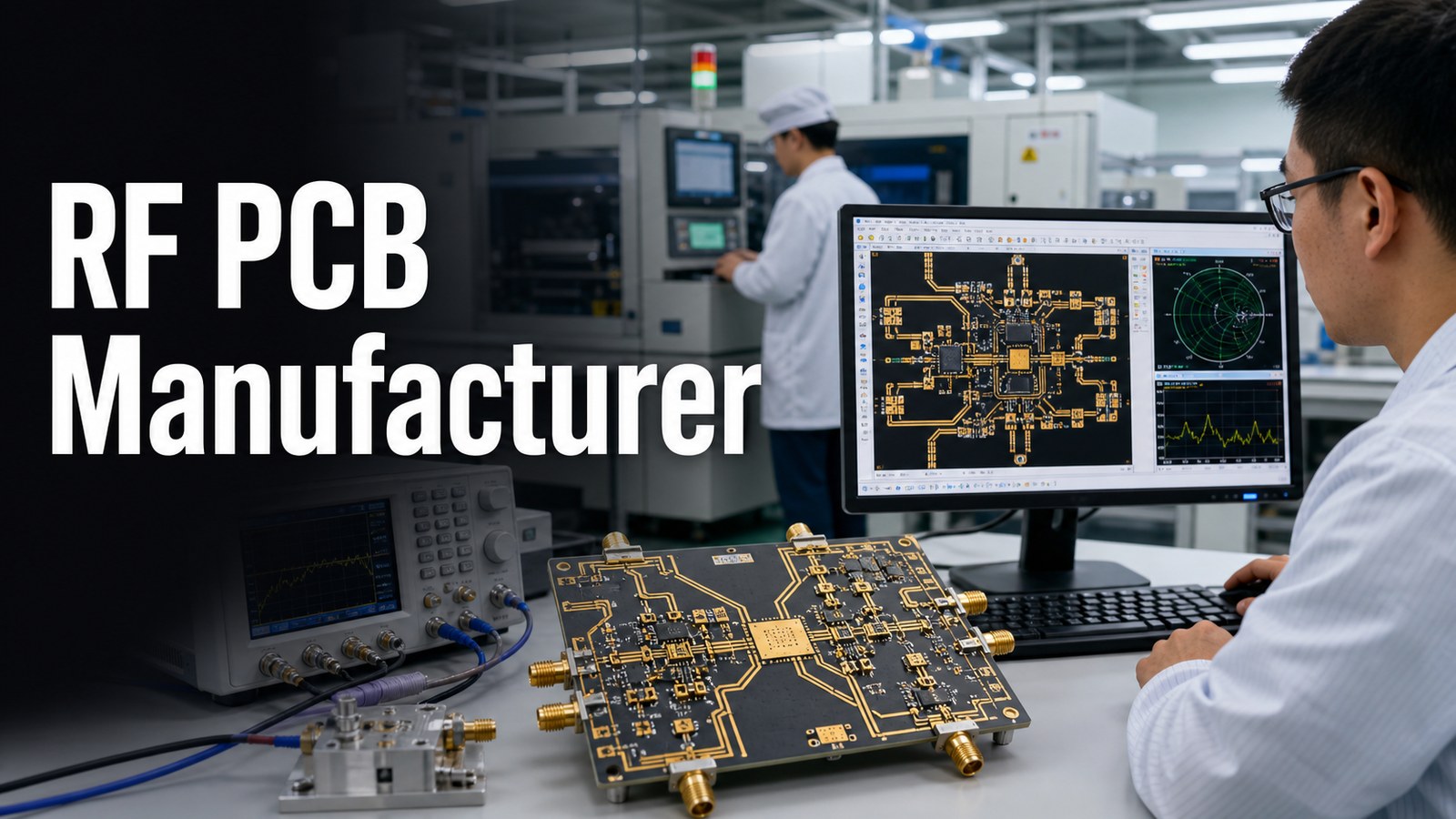 RF PCB manufacturer reviewing impedance traces and RF board testing