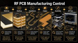 RF PCB manufacturing control from material to RF test
