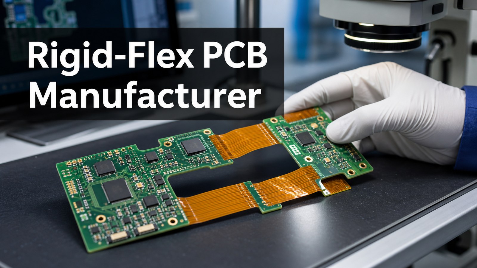 Rigid-flex PCB manufacturer inspection with flexible polyimide sections