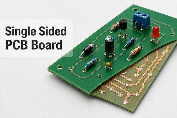 Single Sided PCB Board with components and one copper routing side