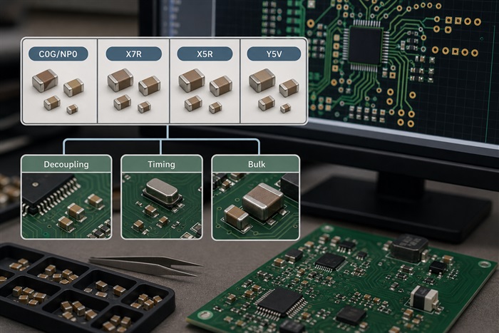 SMD ceramic capacitor parameter selection for C0G NP0 X7R X5R and Y5V in PCB design