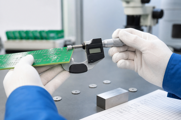 PCB finished thickness measurement using a calibrated micrometer