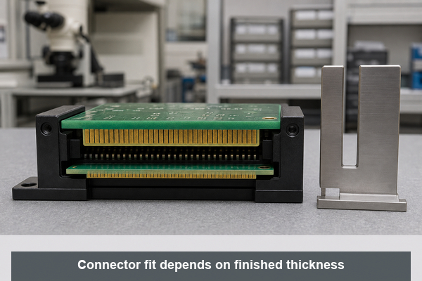PCB thickness effect on card edge connector and enclosure fit