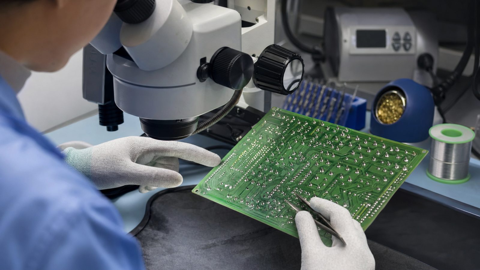 Microscope inspection of through-hole PCB solder joints