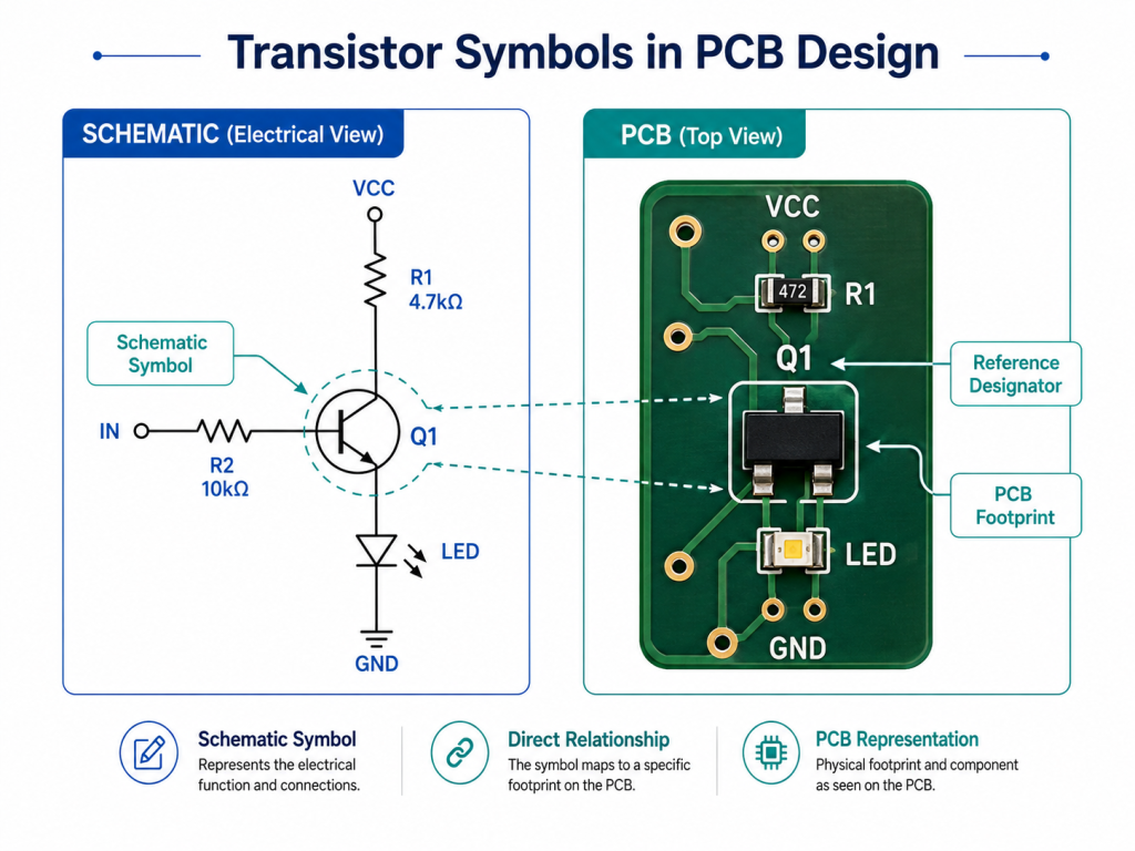 Transistor Symbol in PCB