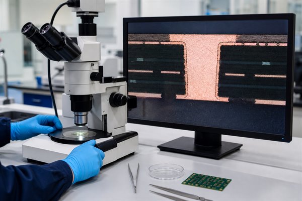 VIPPO microsection inspection of a filled and copper-capped via