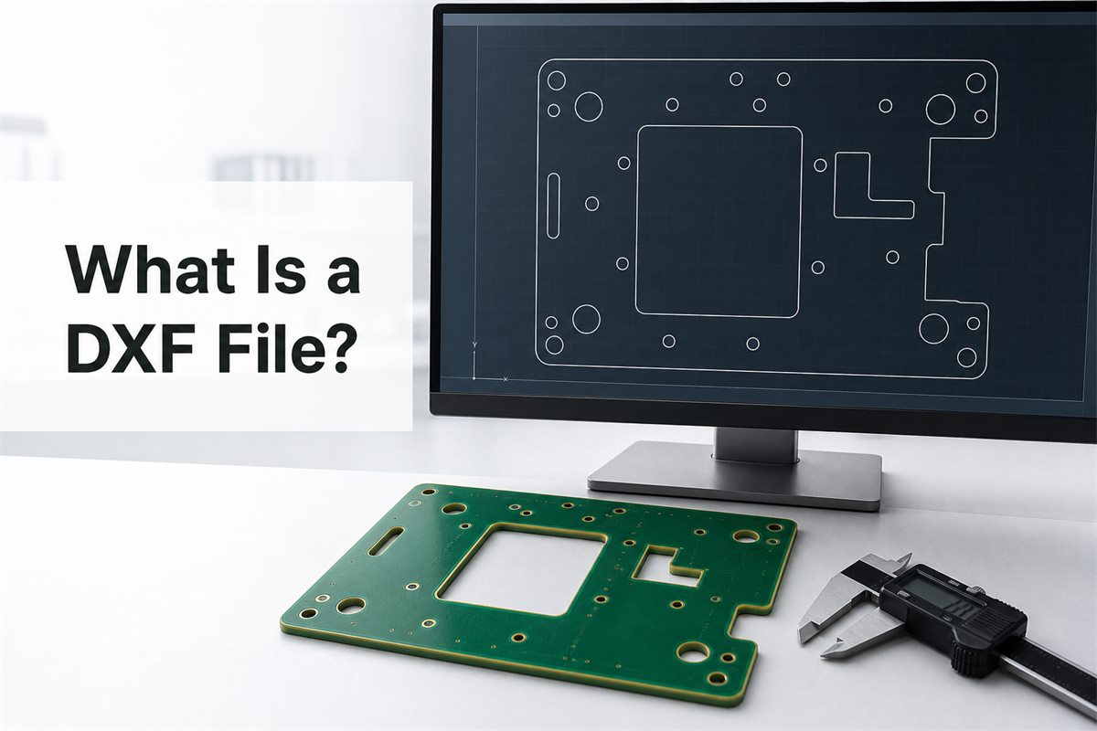 What Is a DXF File shown with a CAD board outline and matching PCB