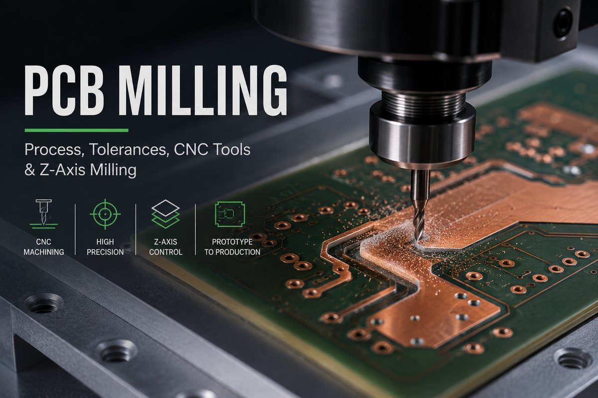 PCB milling CNC machine removing copper from a printed circuit board