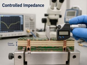 Controlled impedance and pressed dielectric thickness measurement