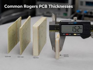 Common Rogers PCB dielectric thicknesses measured with a caliper