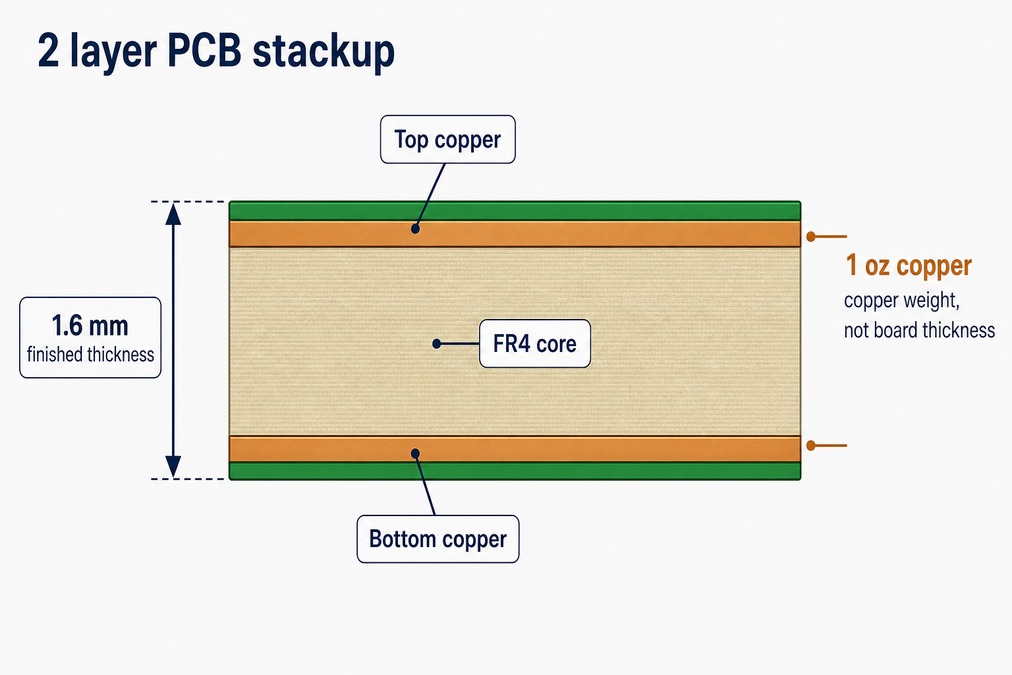 2 layer PCB stackup